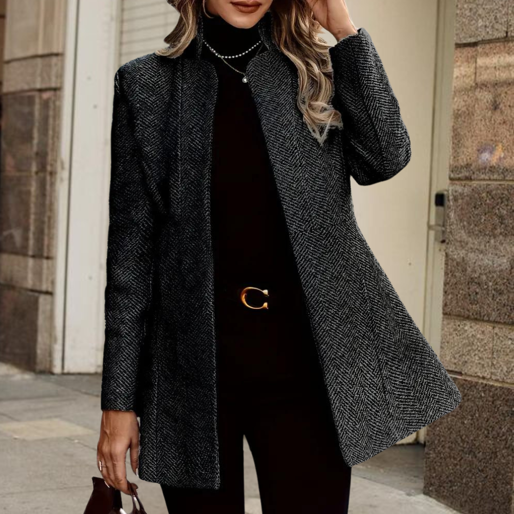 Stilvolle lange Damen-Wolljacke für den Frühling – klassisch und lässig für den Büroalltag