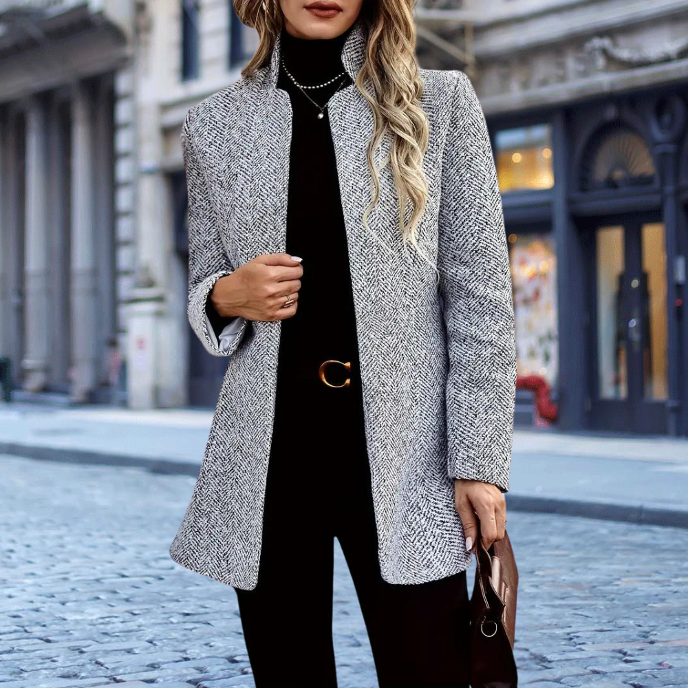 Stilvolle lange Damen-Wolljacke für den Frühling – klassisch und lässig für den Büroalltag