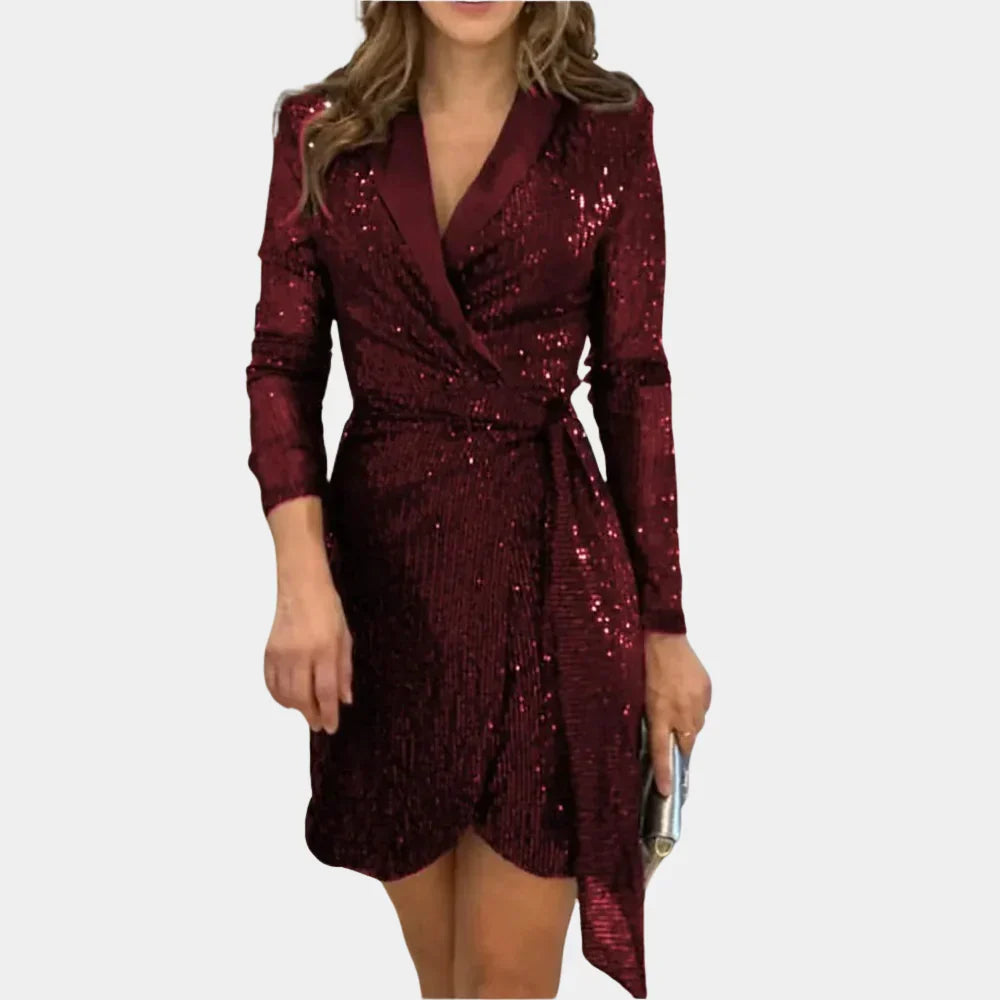 Elegantes V-Ausschnitt Mini-Kleid Riva mit modischem Reverskragen
