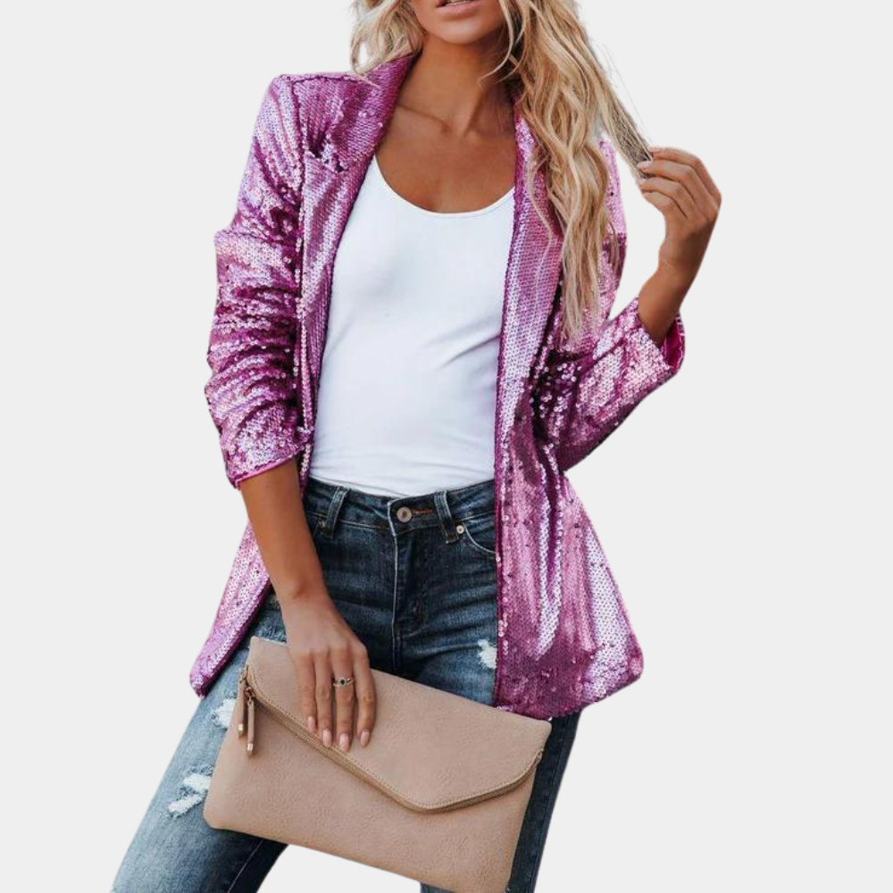 Eleganter Baumwollblazer für Damen mit Glitzer – leichter, lässiger Frühlingsstil