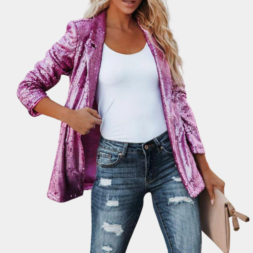 Eleganter Baumwollblazer für Damen mit Glitzer – leichter, lässiger Frühlingsstil