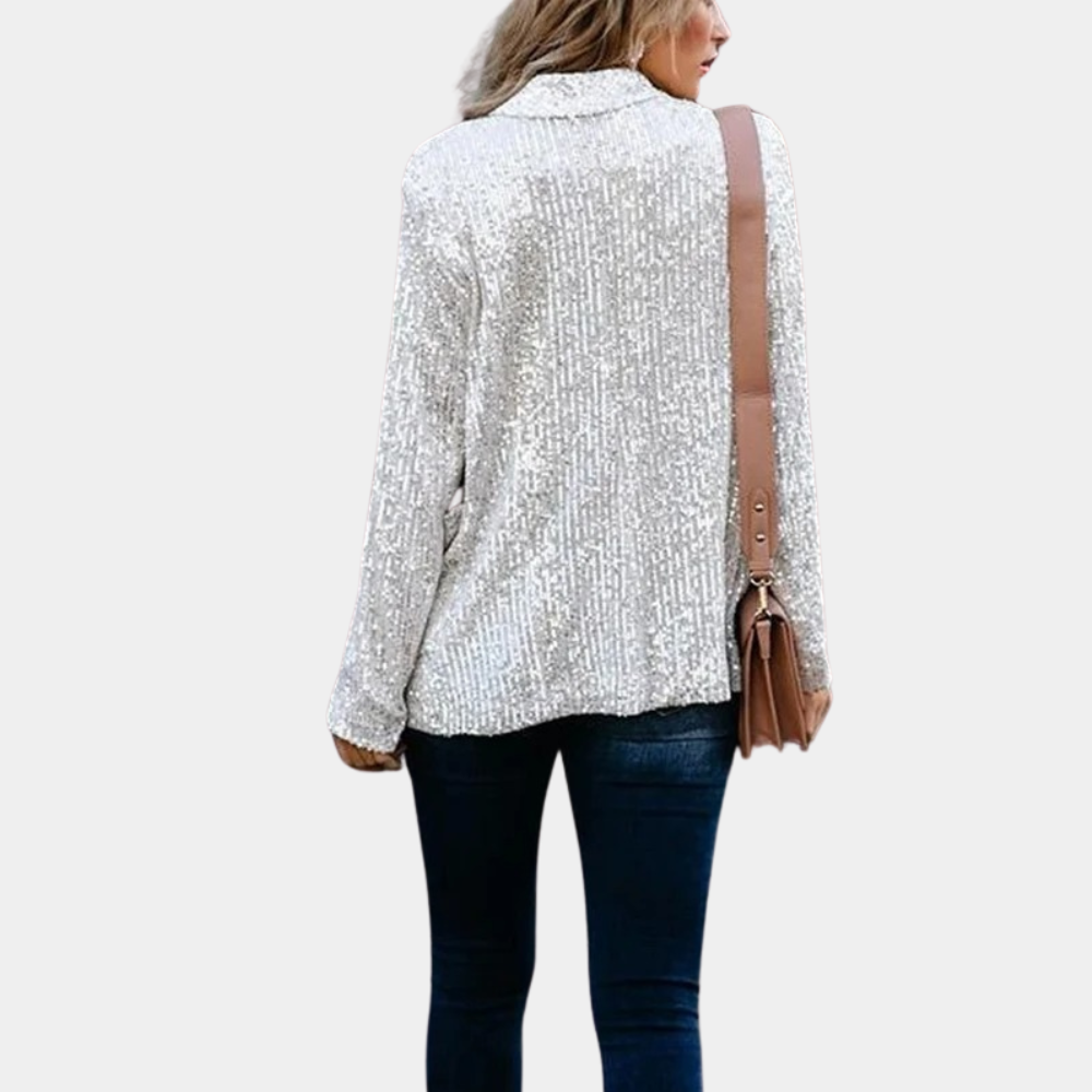 Eleganter Baumwollblazer für Damen mit Glitzer – leichter, lässiger Frühlingsstil