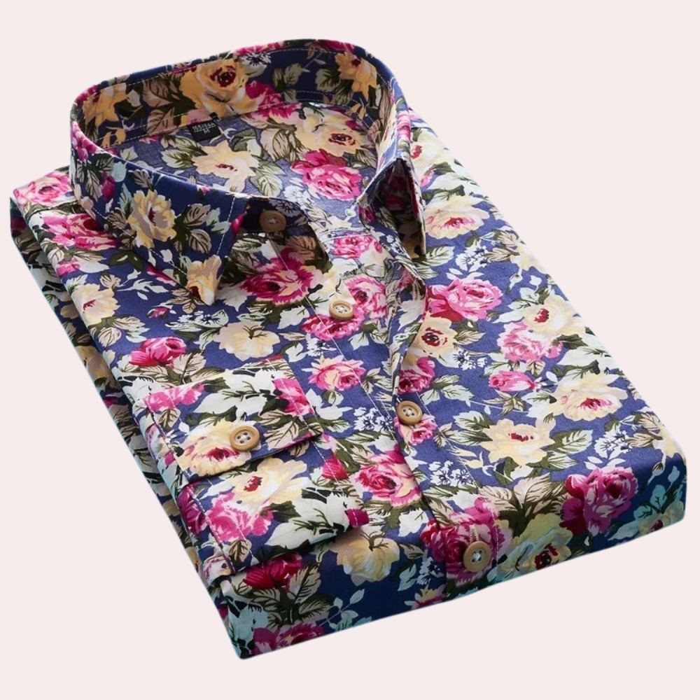 Marti Elegante Herrenbluse mit Blumenmuster