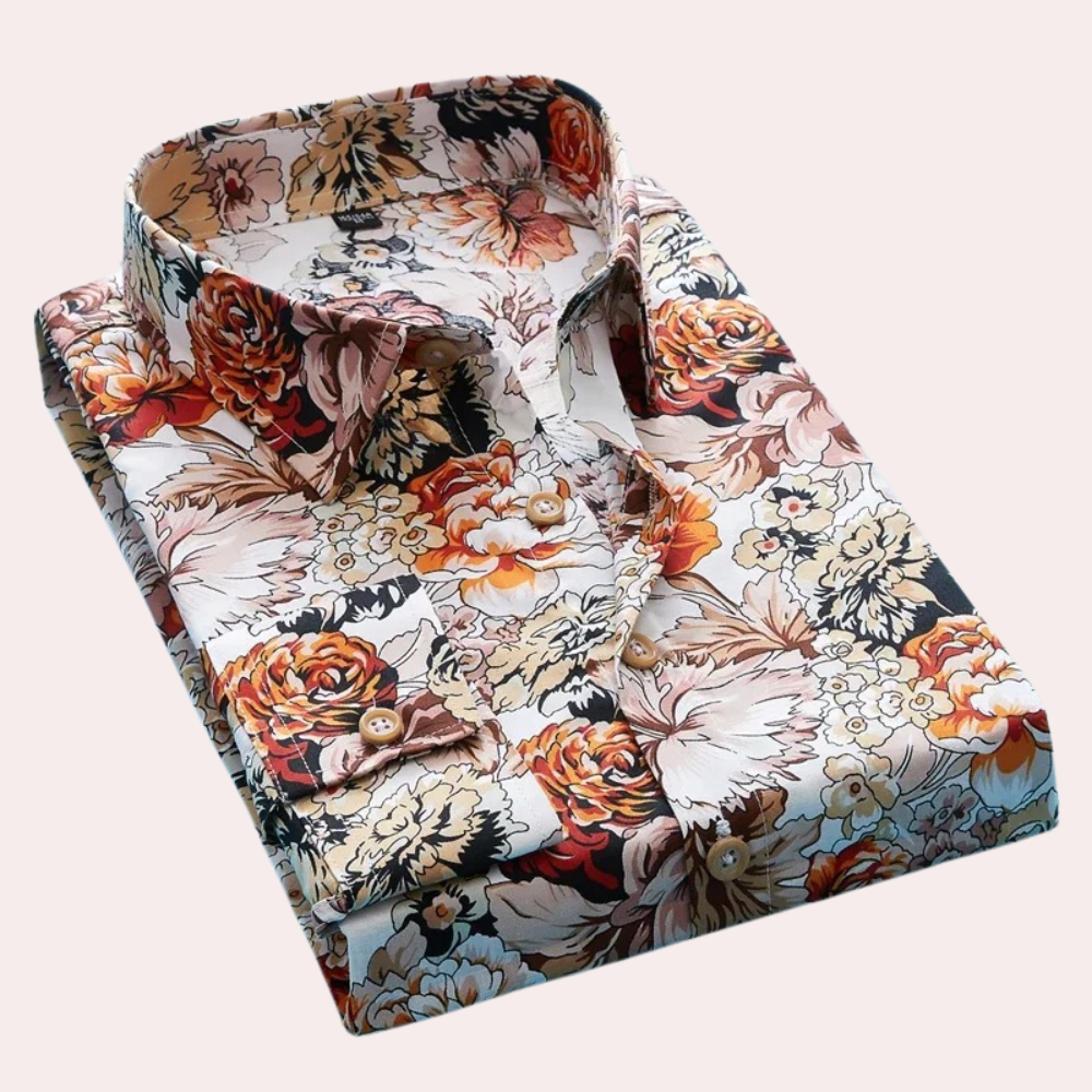 Marti Elegante Herrenbluse mit Blumenmuster