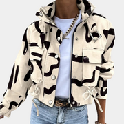 Modische kurze Baumwoll-Übergangsjacke für Damen im lässigen Frühlingsstil