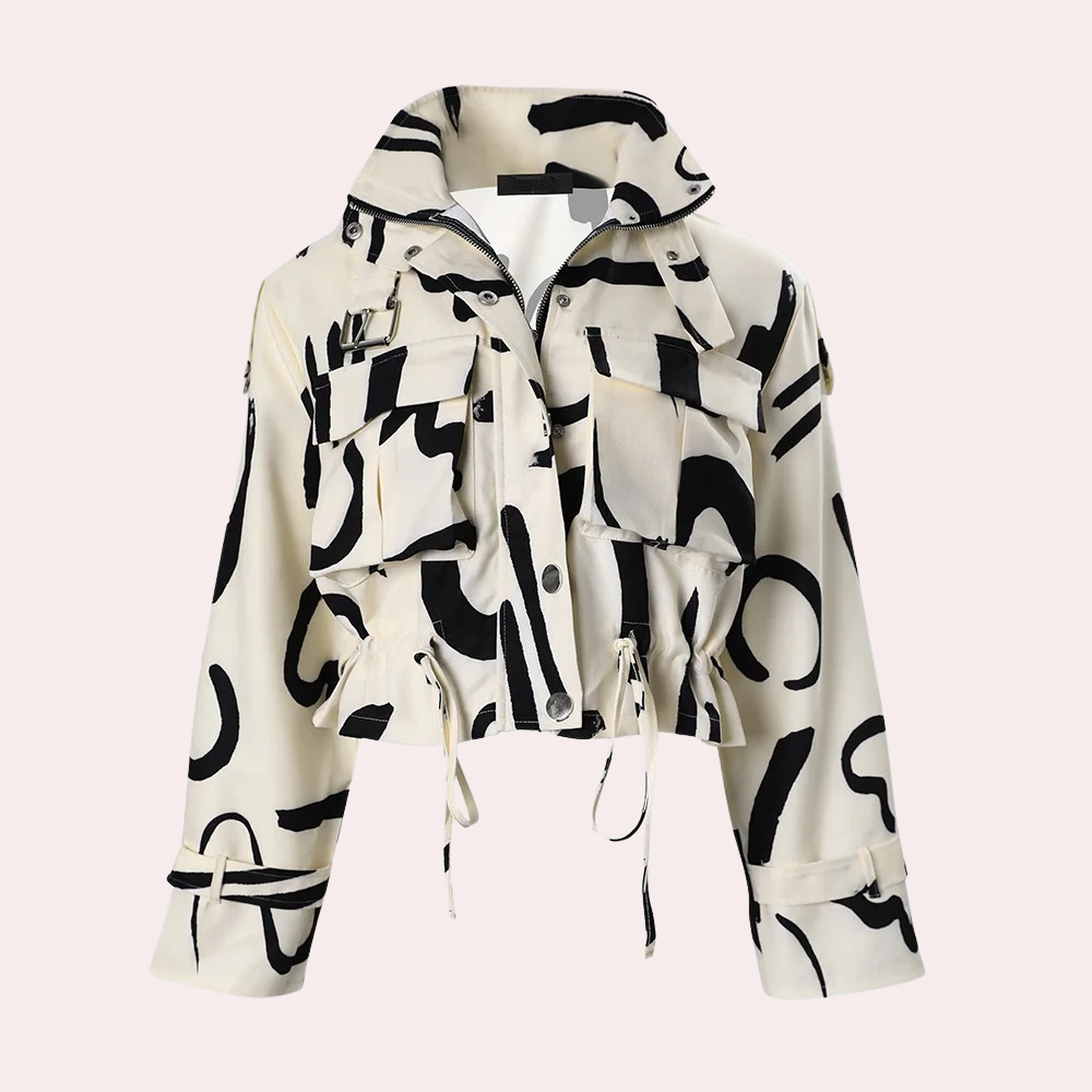 Modische kurze Baumwoll-Übergangsjacke für Damen im lässigen Frühlingsstil