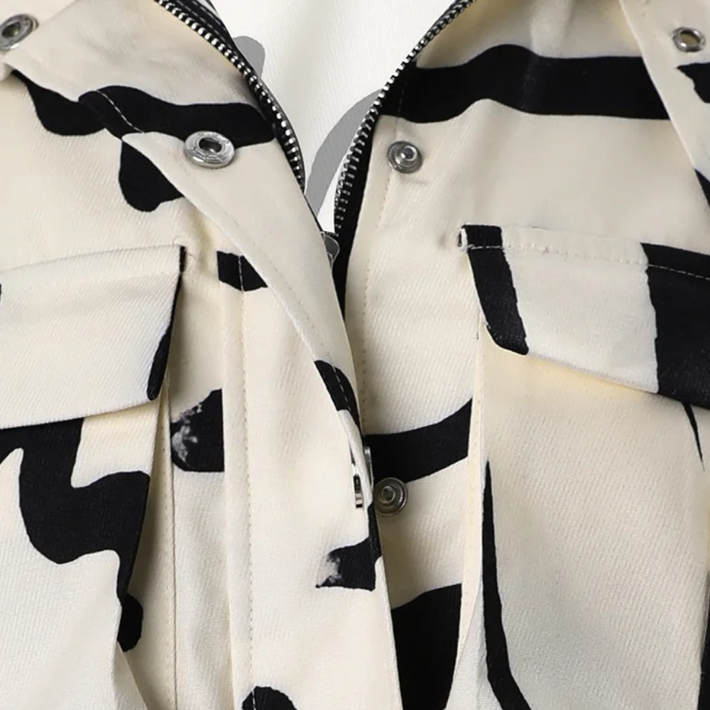 Modische kurze Baumwoll-Übergangsjacke für Damen im lässigen Frühlingsstil