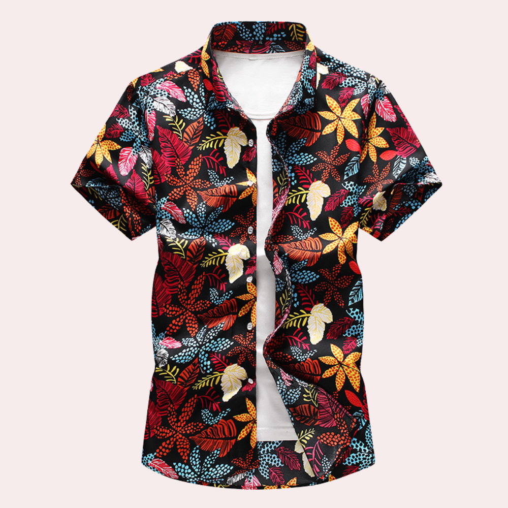 Men's Gintaras Short Sleeve Hawaiian Shirt - Lightweight Floral Print