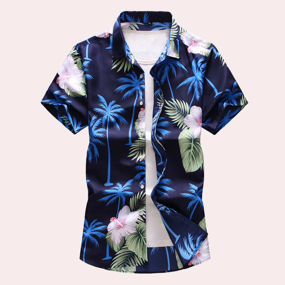 Herren Kurzarm Hawaii-Hemd Gintaras mit Blumendruck – Leicht und Atmungsaktiv