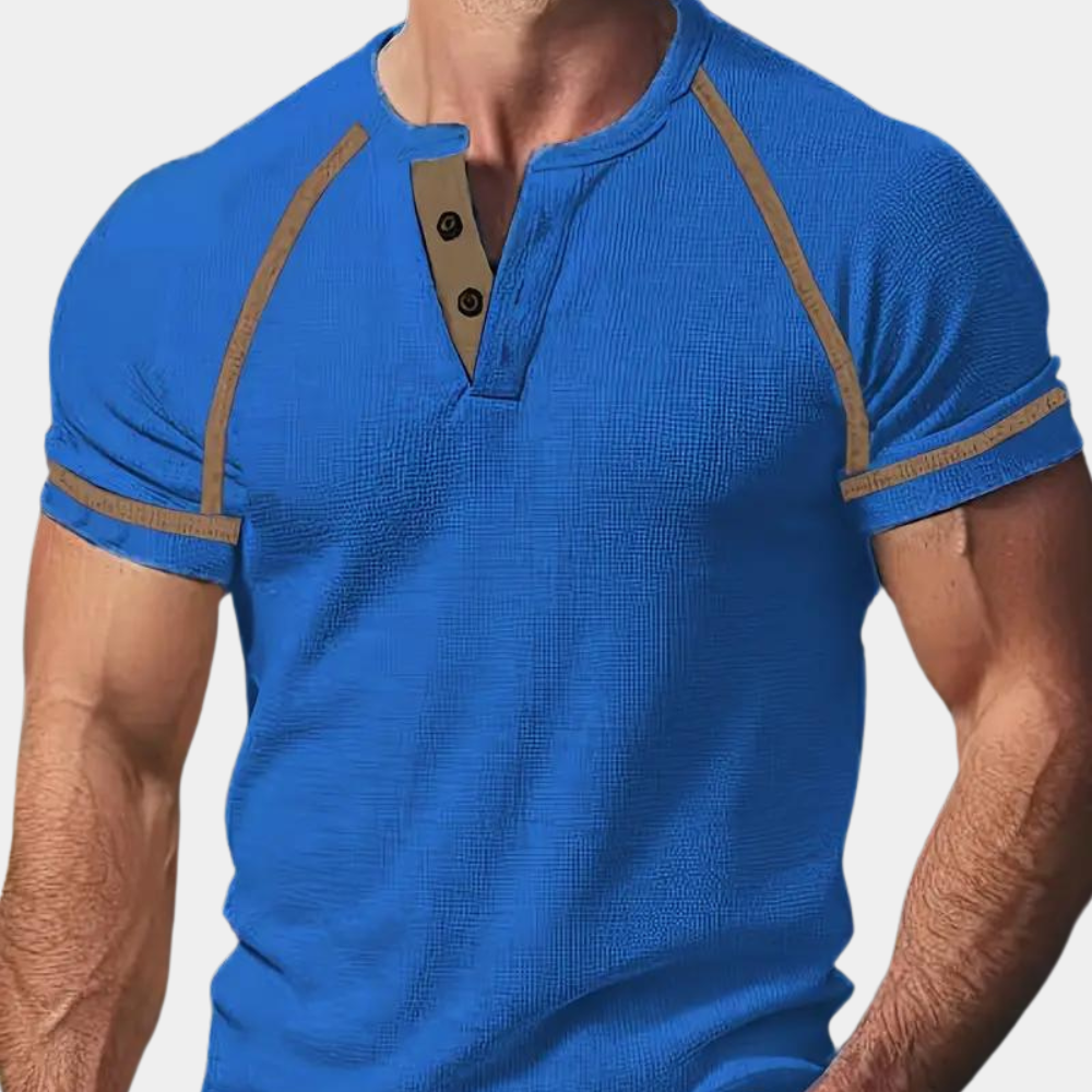 Stylowa męska koszula Henley - ultra oddychająca bawełna, slim fit i krótki rękaw dla codziennej wygody