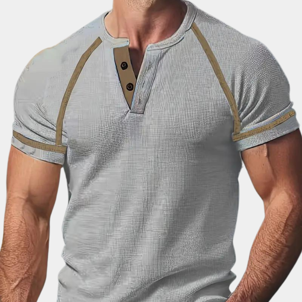 Modisches Herren-Henley-Shirt - Hochatmungsaktive Baumwolle, Slim Fit und kurze Ärmel für optimalen Tragekomfort im Alltag