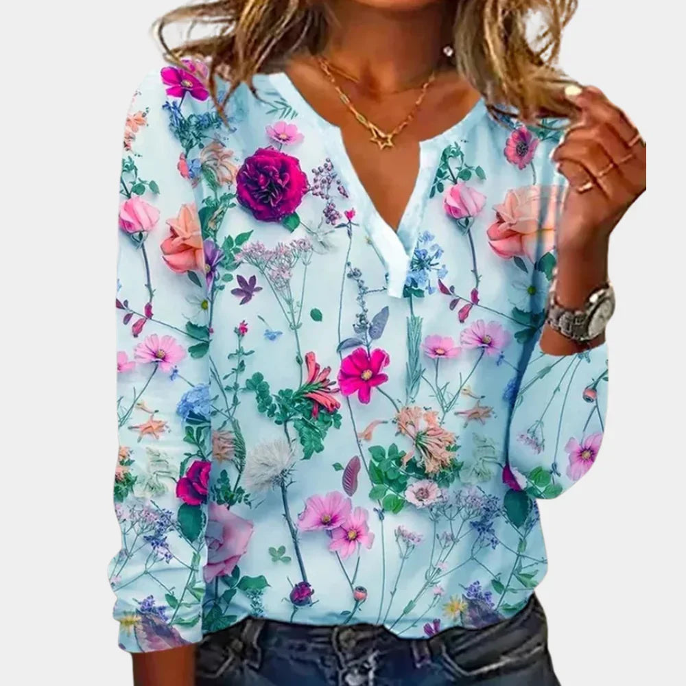 Maelle - Stilvolle, lässige Bluse mit floralem Design für Damen