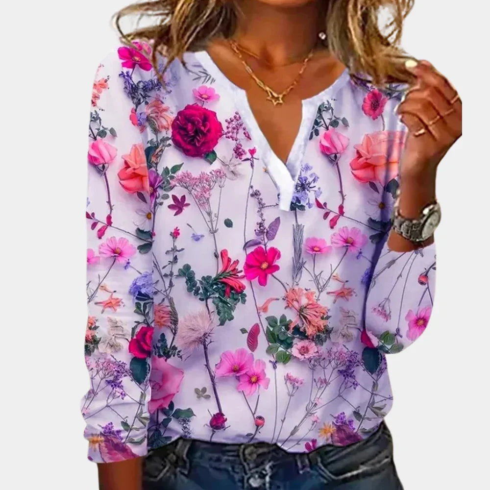 Maelle - Stilvolle, lässige Bluse mit floralem Design für Damen