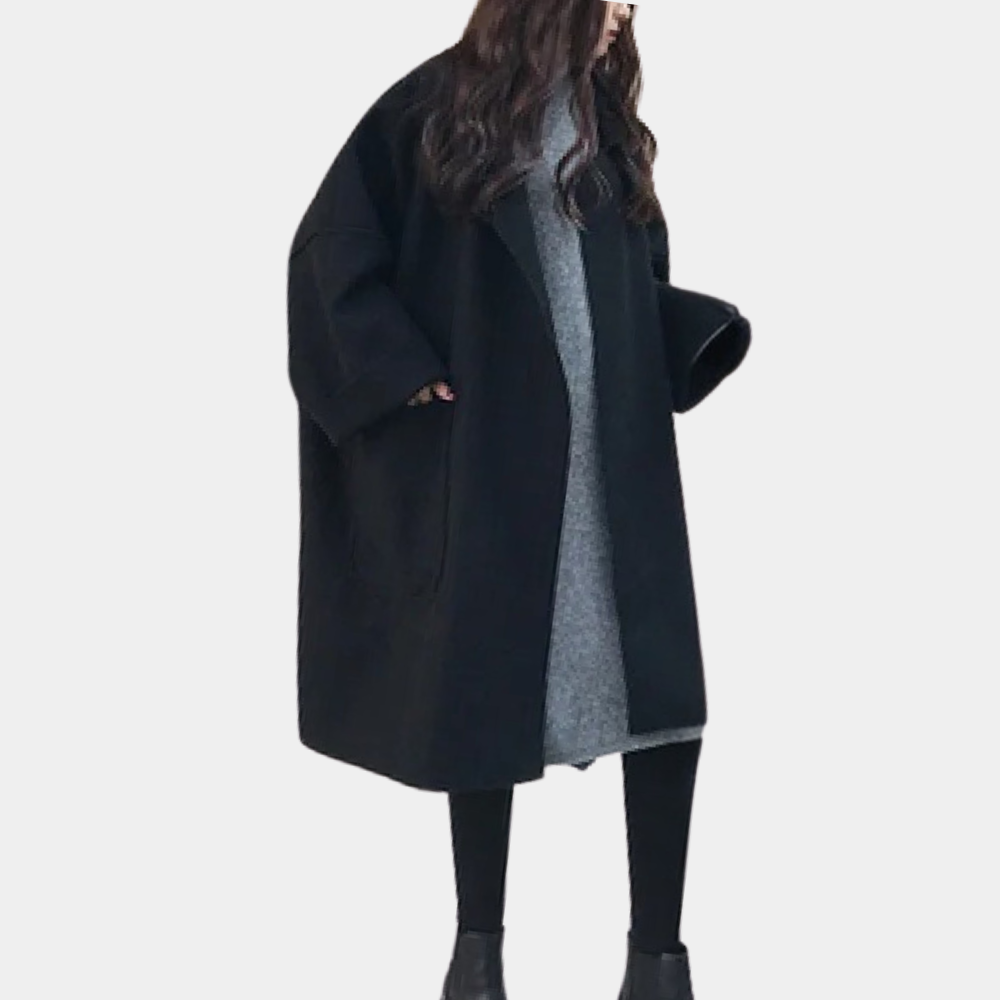 Eleganter, oversized Wollmantel für Damen – klassisches Übergangsmodell für den Frühling