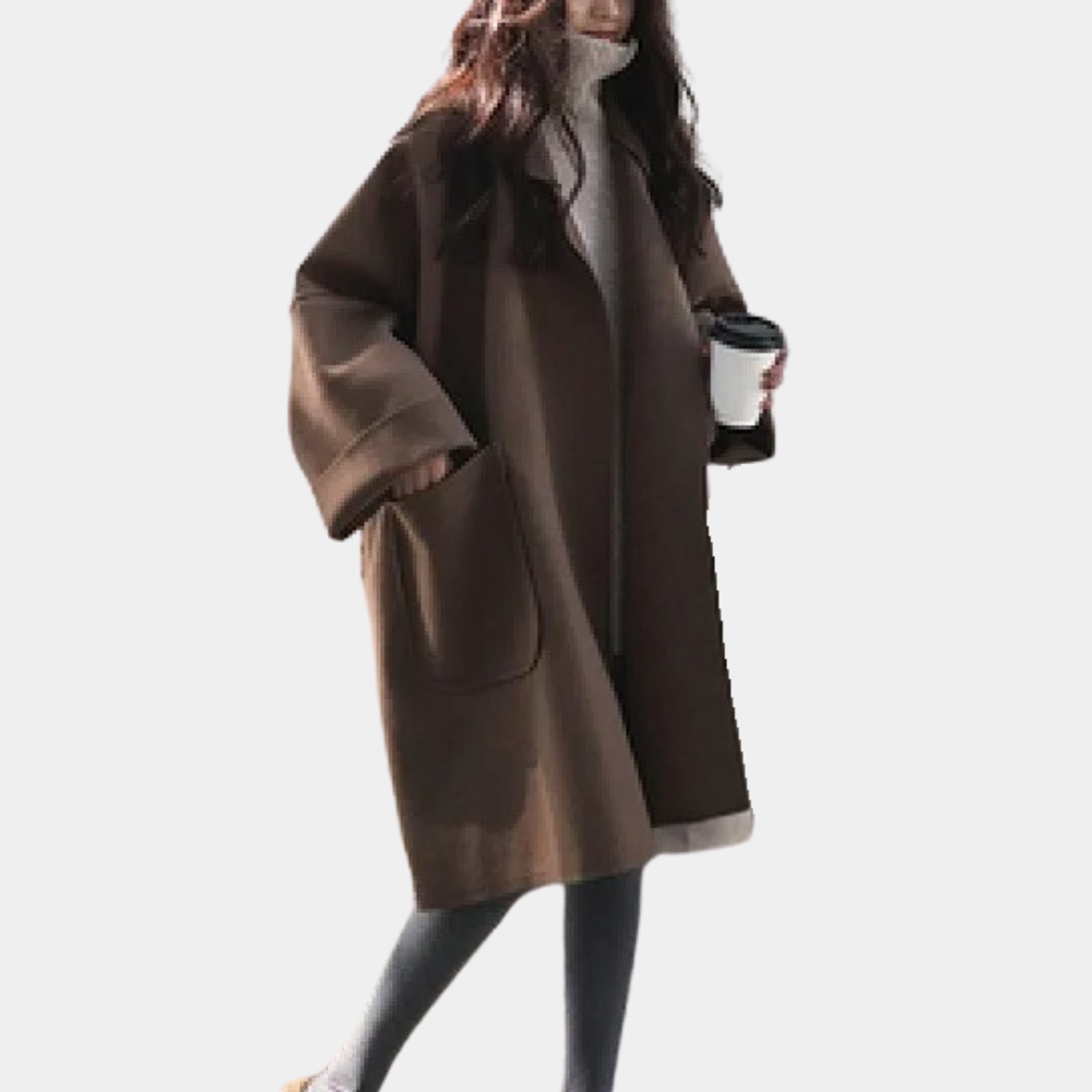 Eleganter, oversized Wollmantel für Damen – klassisches Übergangsmodell für den Frühling