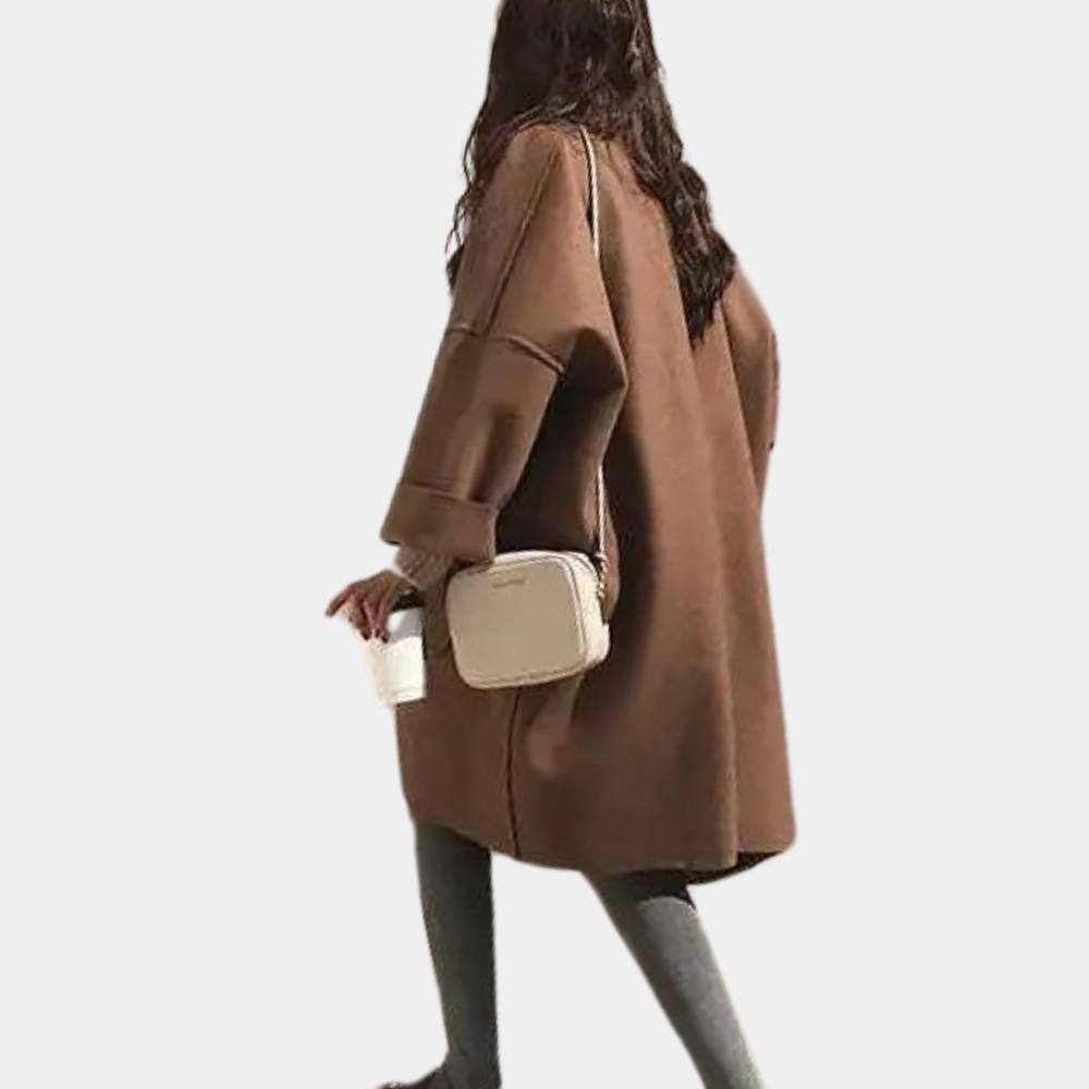 Eleganter, oversized Wollmantel für Damen – klassisches Übergangsmodell für den Frühling
