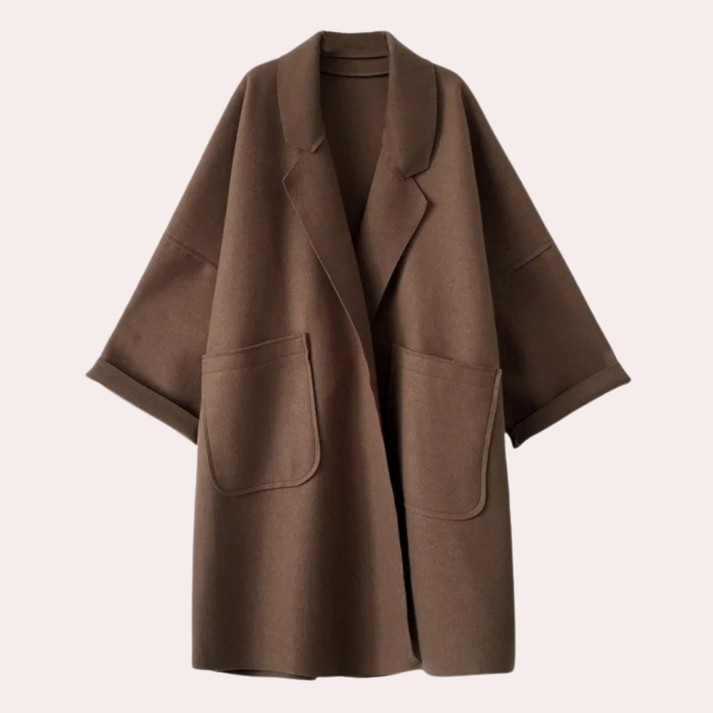 Eleganter, oversized Wollmantel für Damen – klassisches Übergangsmodell für den Frühling