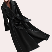 Eleganter Wollmantel für Damen im Frühling – Langer Mantel mit Gürtel