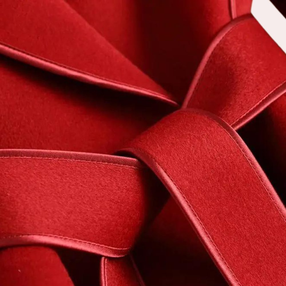 Eleganter Wollmantel für Damen im Frühling – Langer Mantel mit Gürtel
