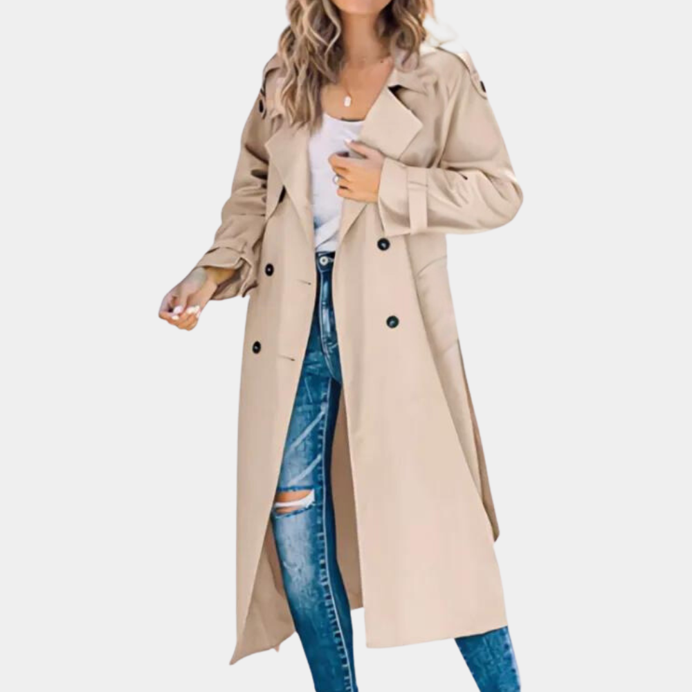 Eleganter Damen-Trenchcoat aus Baumwolle für den Frühling – klassischer Übergangsmantel im lässigen Stil
