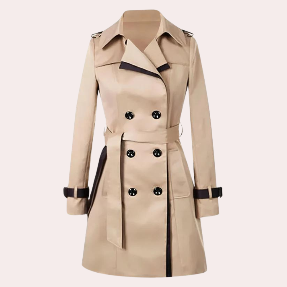 Eleganter Damen-Trenchcoat aus Baumwolle – Klassischer Übergangsmantel für den Frühling mit Gürtel und modernem Schnitt