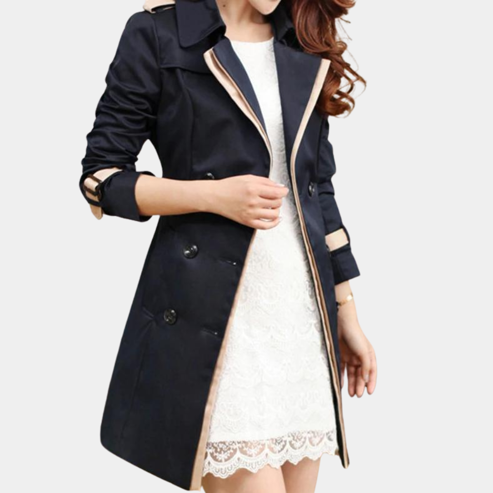 Eleganter Damen-Trenchcoat aus Baumwolle – Klassischer Übergangsmantel für den Frühling mit Gürtel und modernem Schnitt