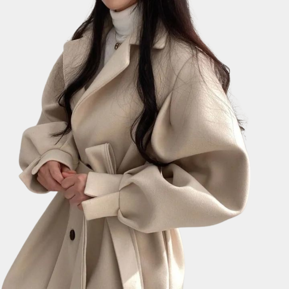 Eleganter taillierter Damen-Wollmantel für den Frühling – stilvoller Übergangsmantel