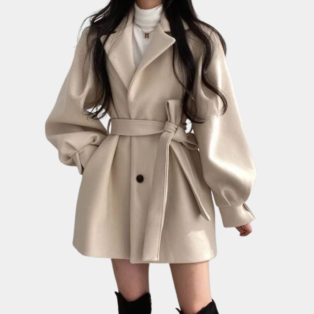 Eleganter taillierter Damen-Wollmantel für den Frühling – stilvoller Übergangsmantel