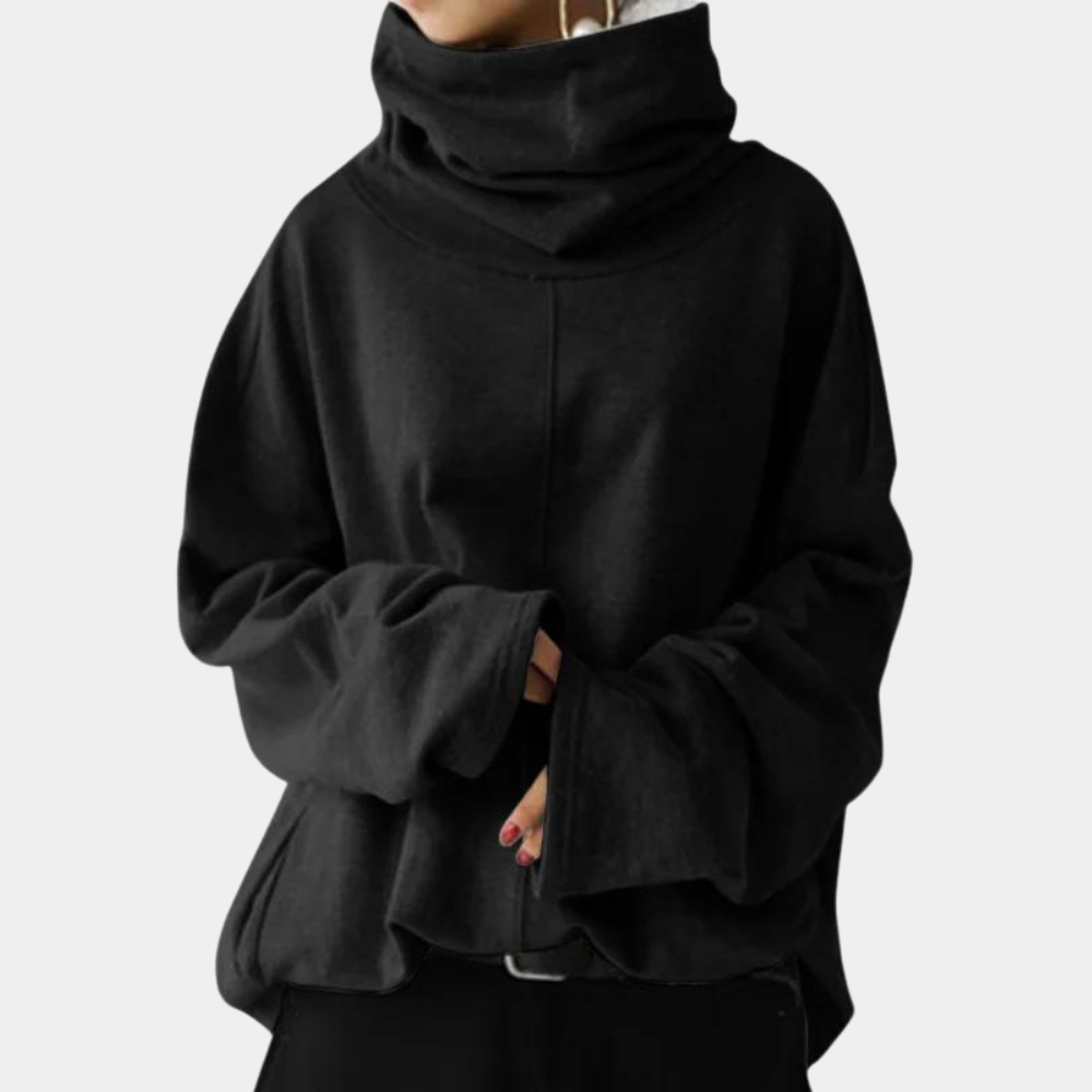 Modischer Oversized Damenpullover aus warmer Wolle mit Kragen – lässig und winterlich