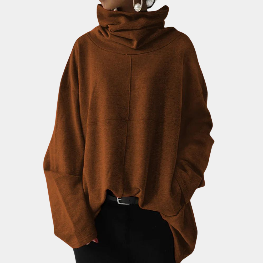 Modischer Oversized Damenpullover aus warmer Wolle mit Kragen – lässig und winterlich