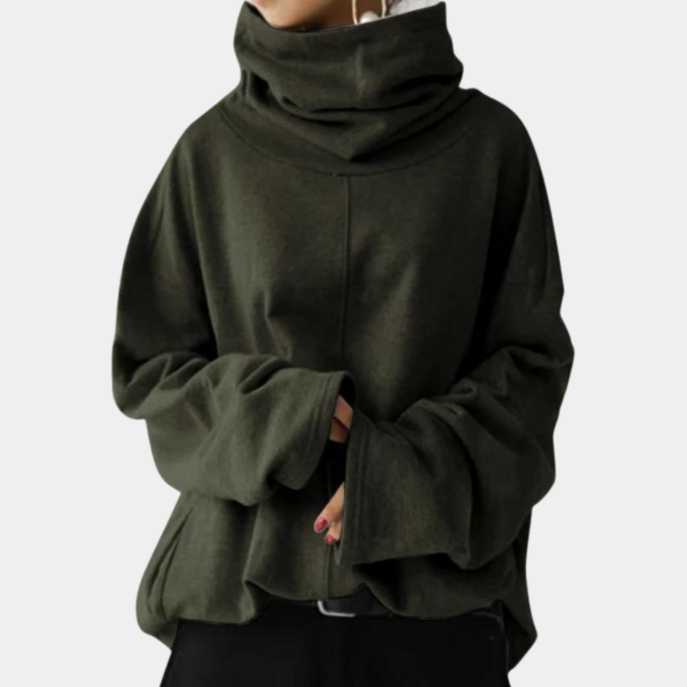 Modischer Oversized Damenpullover aus warmer Wolle mit Kragen – lässig und winterlich
