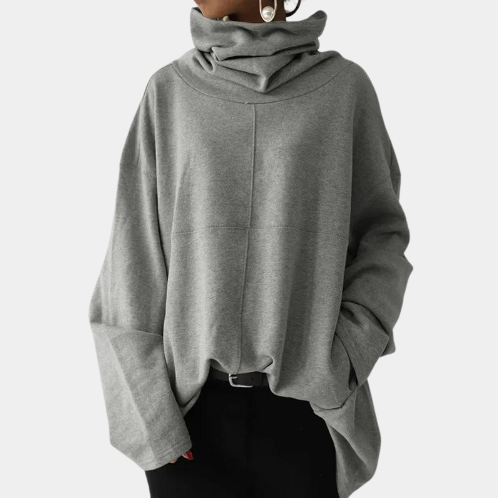 Modischer Oversized Damenpullover aus warmer Wolle mit Kragen – lässig und winterlich