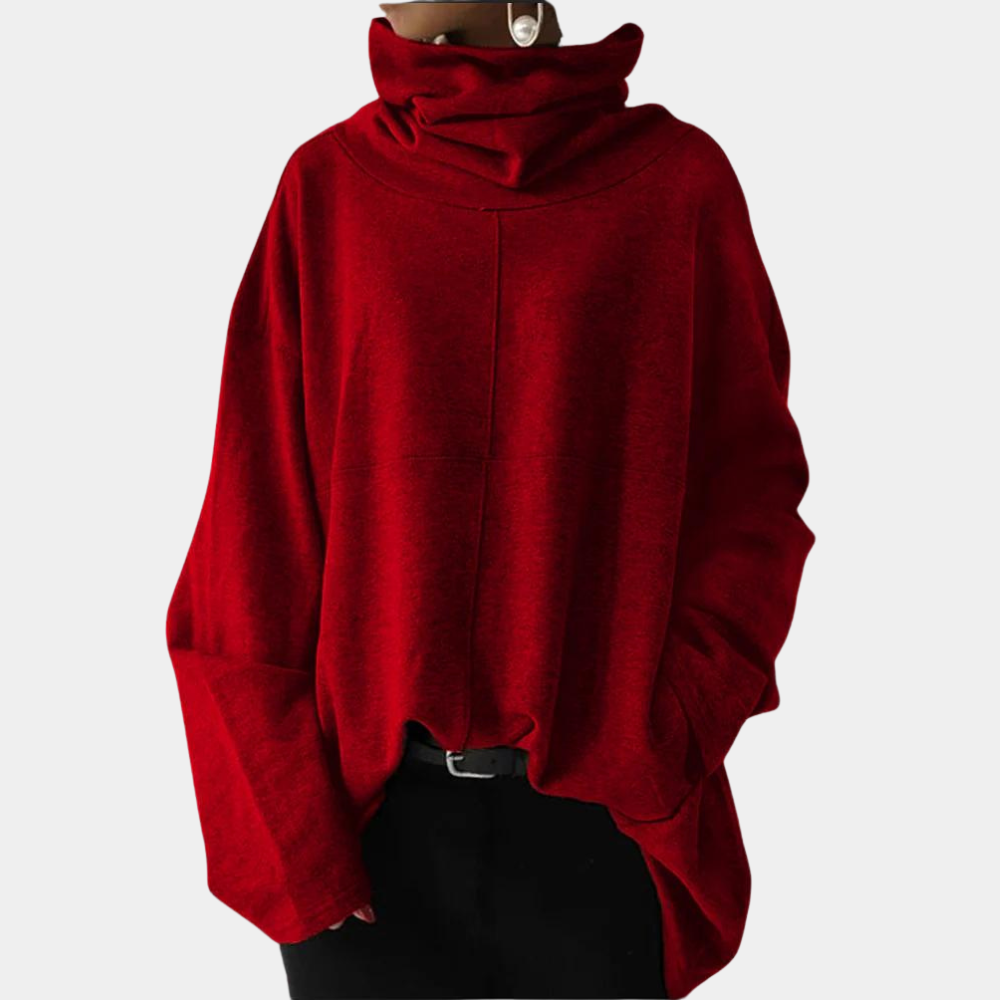Modischer Oversized Damenpullover aus warmer Wolle mit Kragen – lässig und winterlich