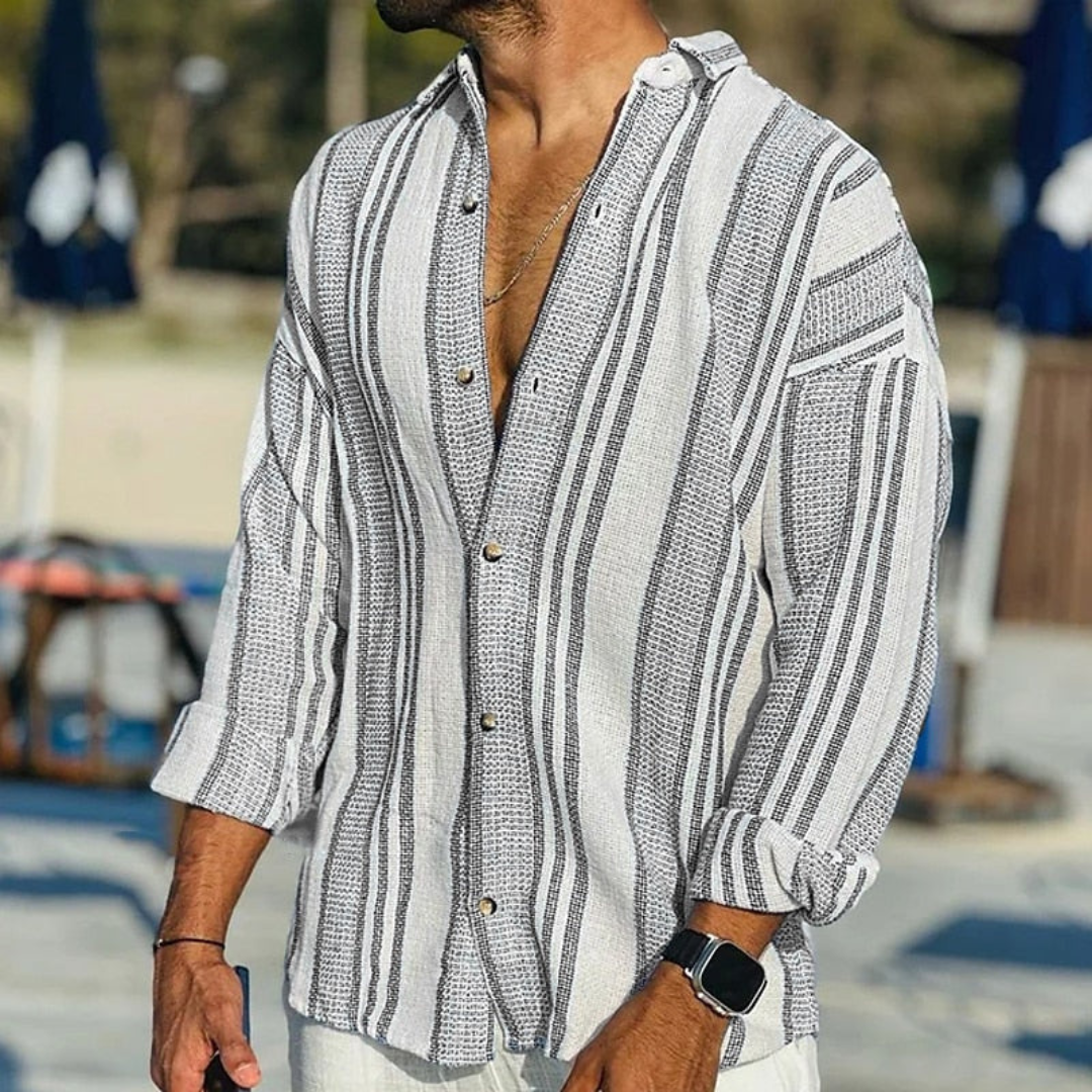 Adrian Men's Shirt: Pattern Inspired by the Refreshing Essence of a Sea Breeze