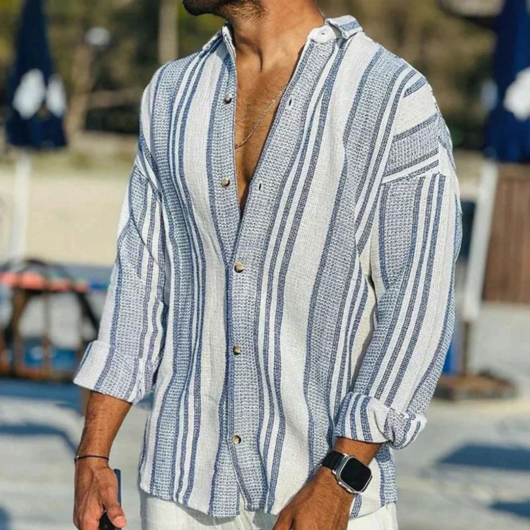 Adrian Men's Shirt: Pattern Inspired by the Refreshing Essence of a Sea Breeze