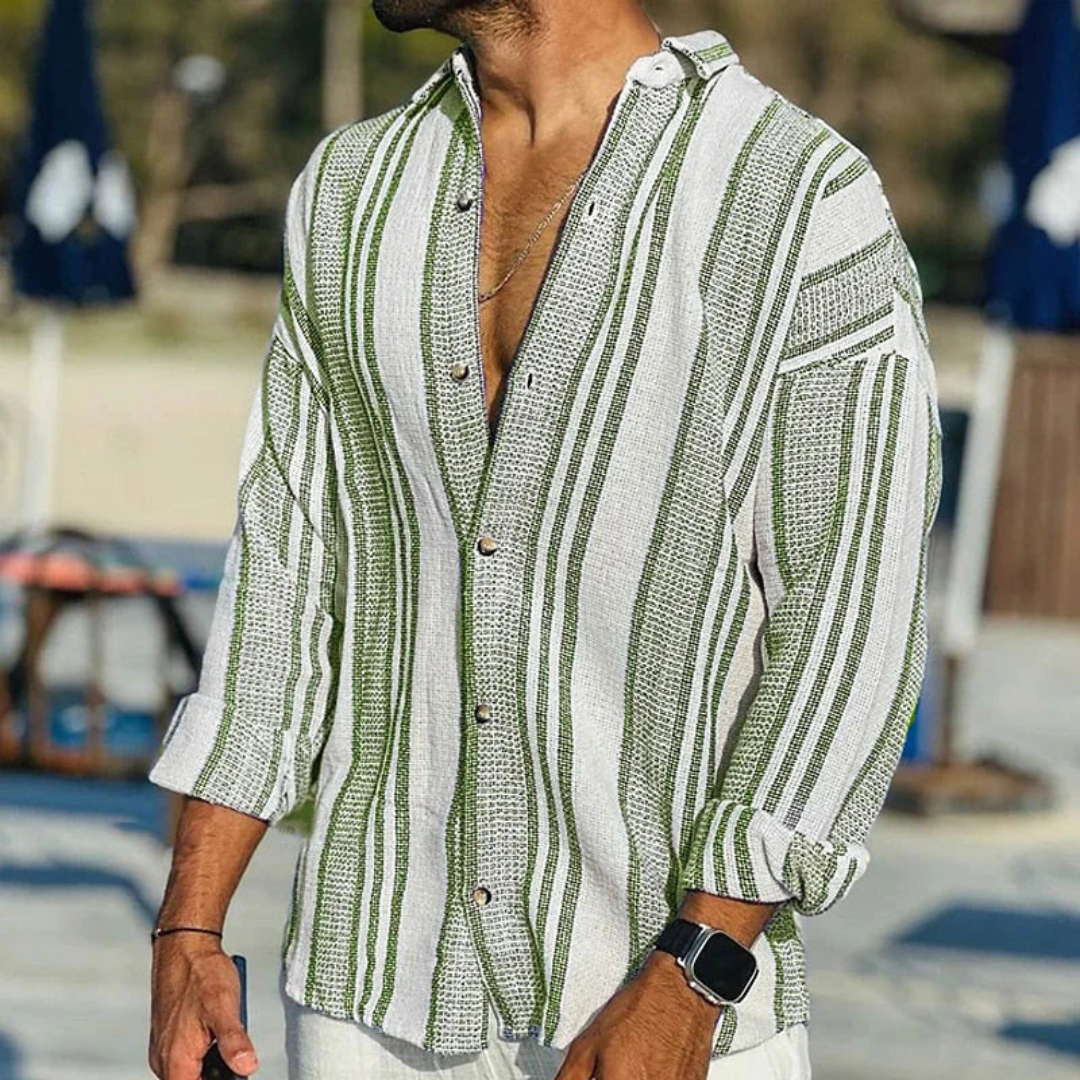 Adrian Men's Shirt: Pattern Inspired by the Refreshing Essence of a Sea Breeze
