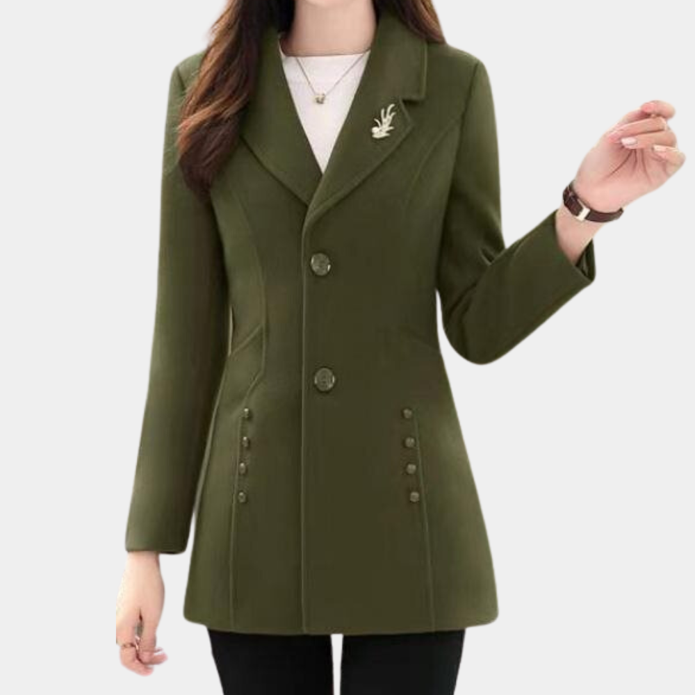 Eleganter Übergangs-Wollmantel für Damen im klassischen, stilvollen Schnitt für den Frühling