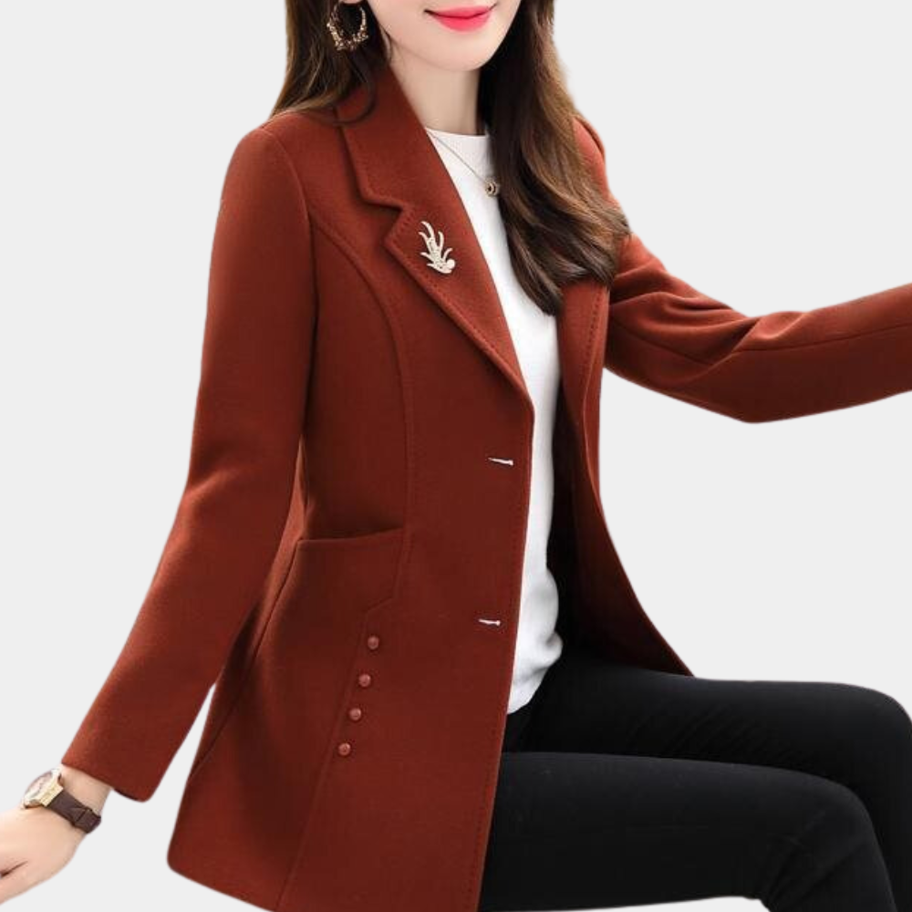 Eleganter Übergangs-Wollmantel für Damen im klassischen, stilvollen Schnitt für den Frühling
