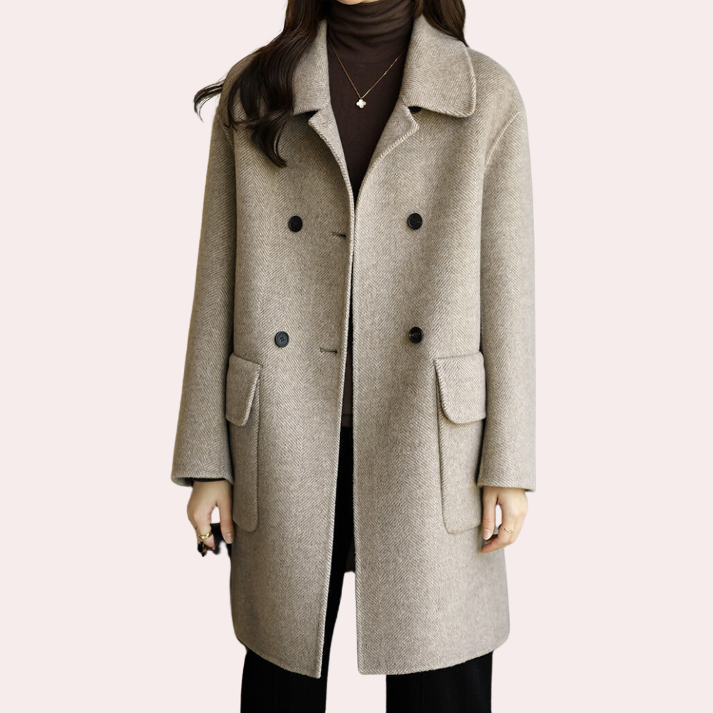 Stilvoller klassischer Midi-Wollmantel für Damen – Elegante Übergangsjacke für den Frühling