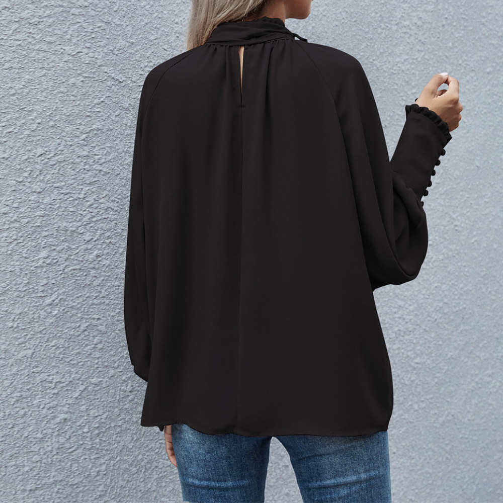 Stilvolle Chiffonbluse Isalie mit Schleife und Puffärmeln