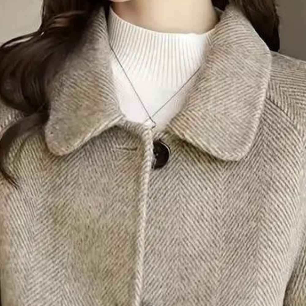 Eleganter langer Wollmantel für Damen – ideal für den Frühling im Übergangsstil