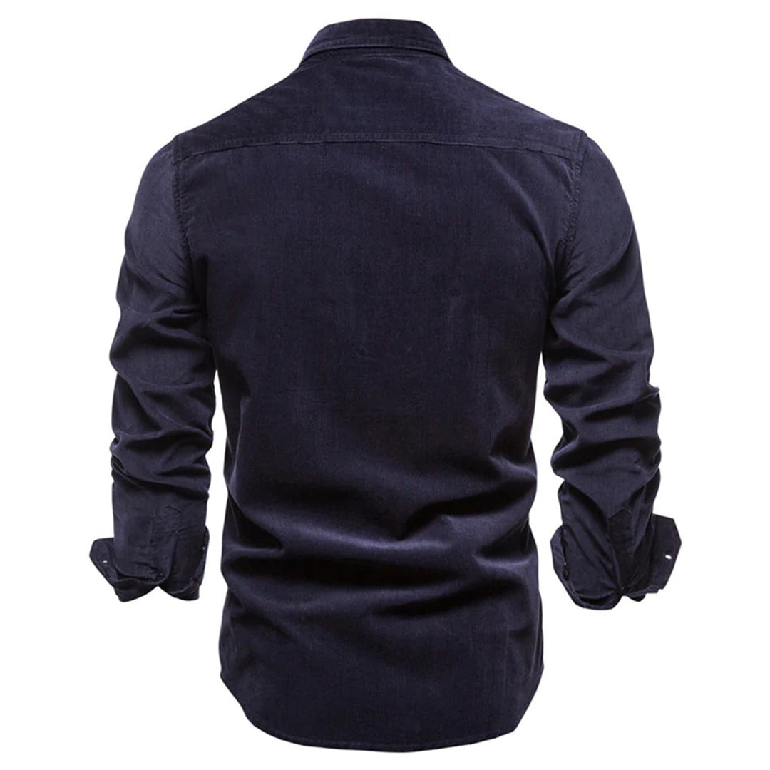 Herren Cordweste mit langen Ärmeln, Knöpfen, Kragen und Brusttasche