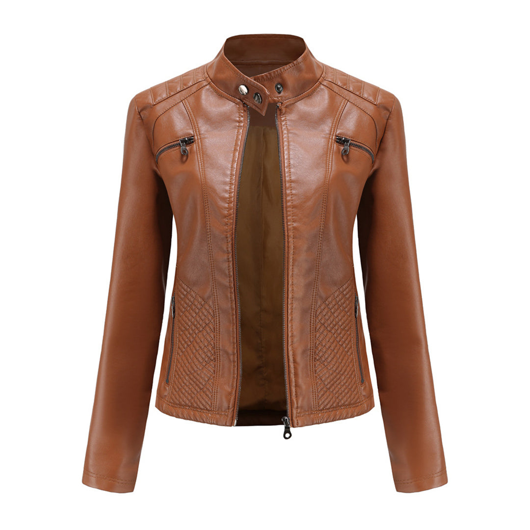 Elegante taillierte Damen Lederjacke für den Frühling – stilvolle Bikerjacke