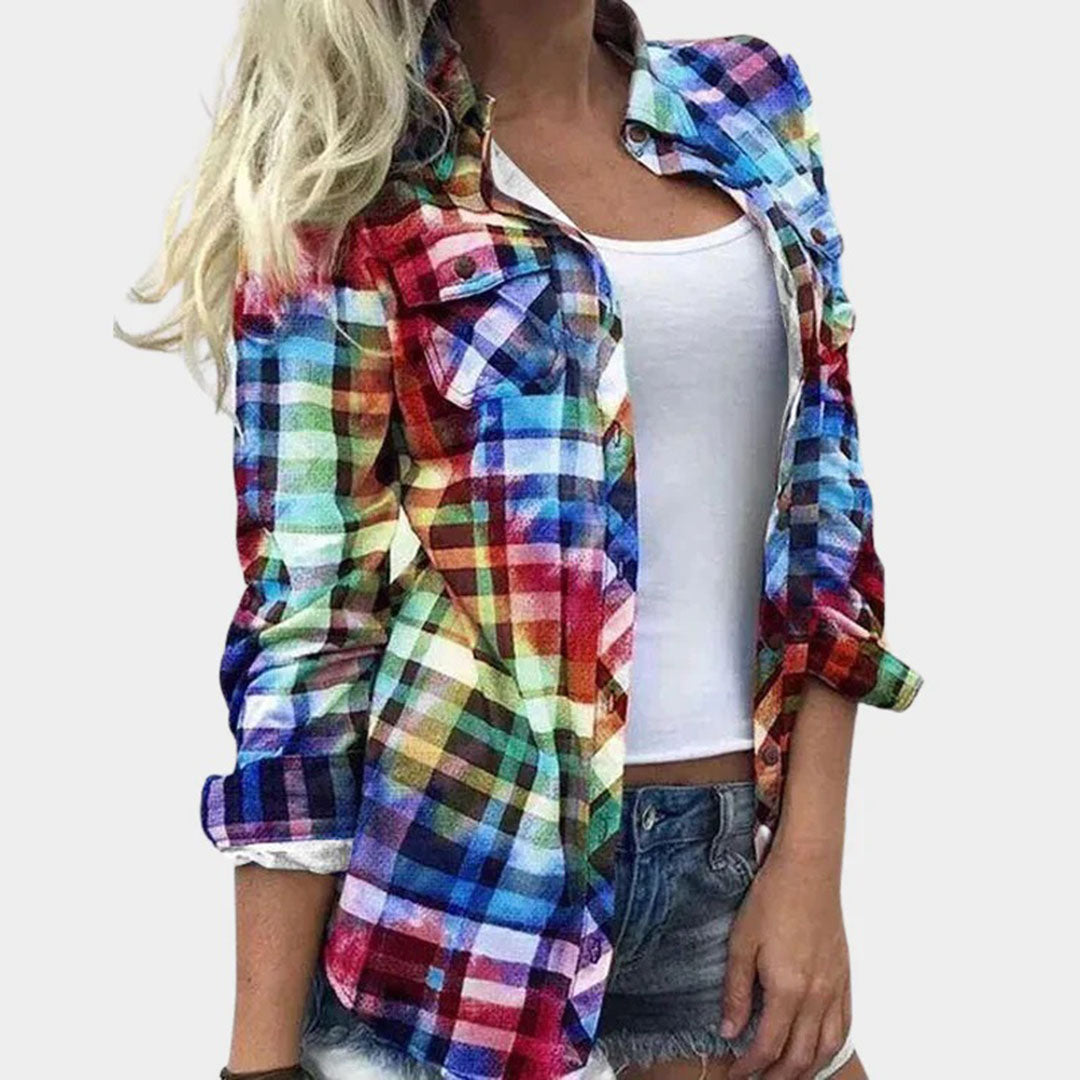 Evi Trendige Damenbluse mit schickem Karomuster für einen eleganten Auftritt