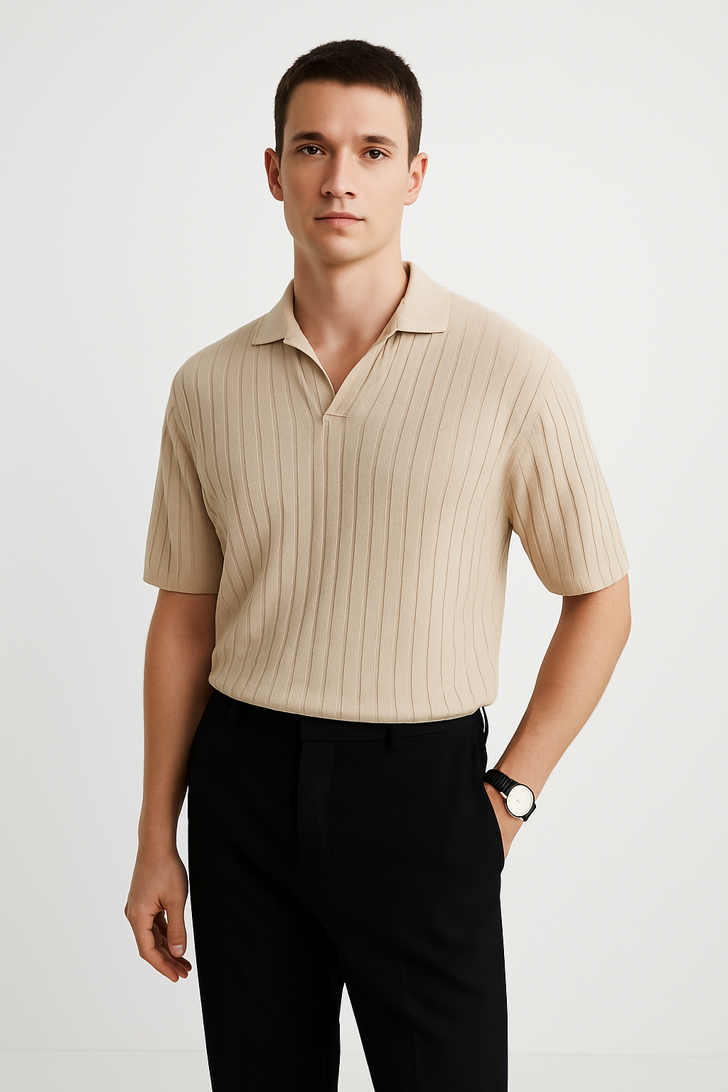 Polo Uomo in Cotone a Costine - Fit Standard - Manica Corta, Ideale per un Look Casual