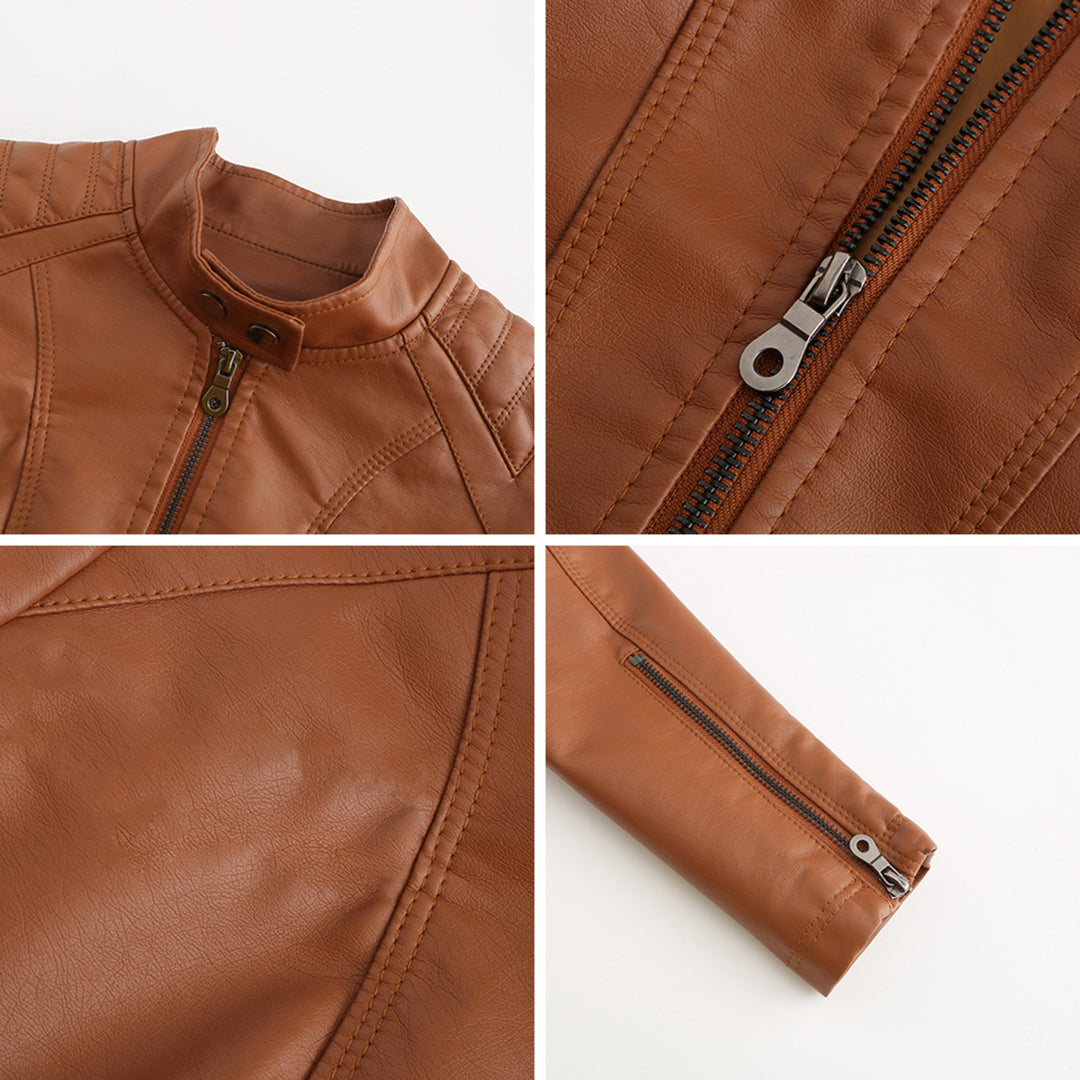 Elegante taillierte Damen Lederjacke für den Frühling – stilvolle Bikerjacke