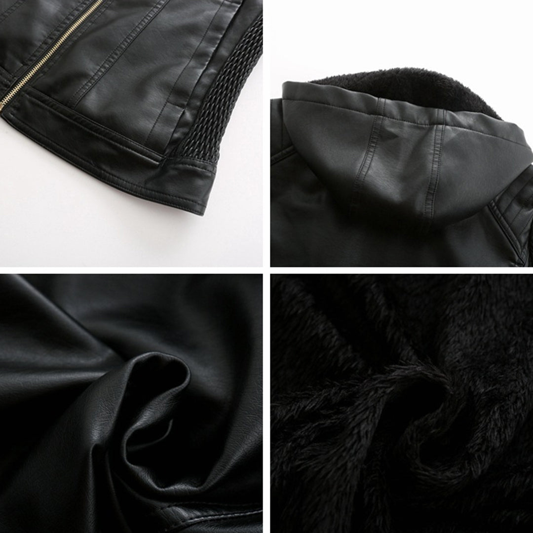 Frühlings Damen Lederjacke mit Kapuze – Figurbetonte, leichte Freizeitjacke