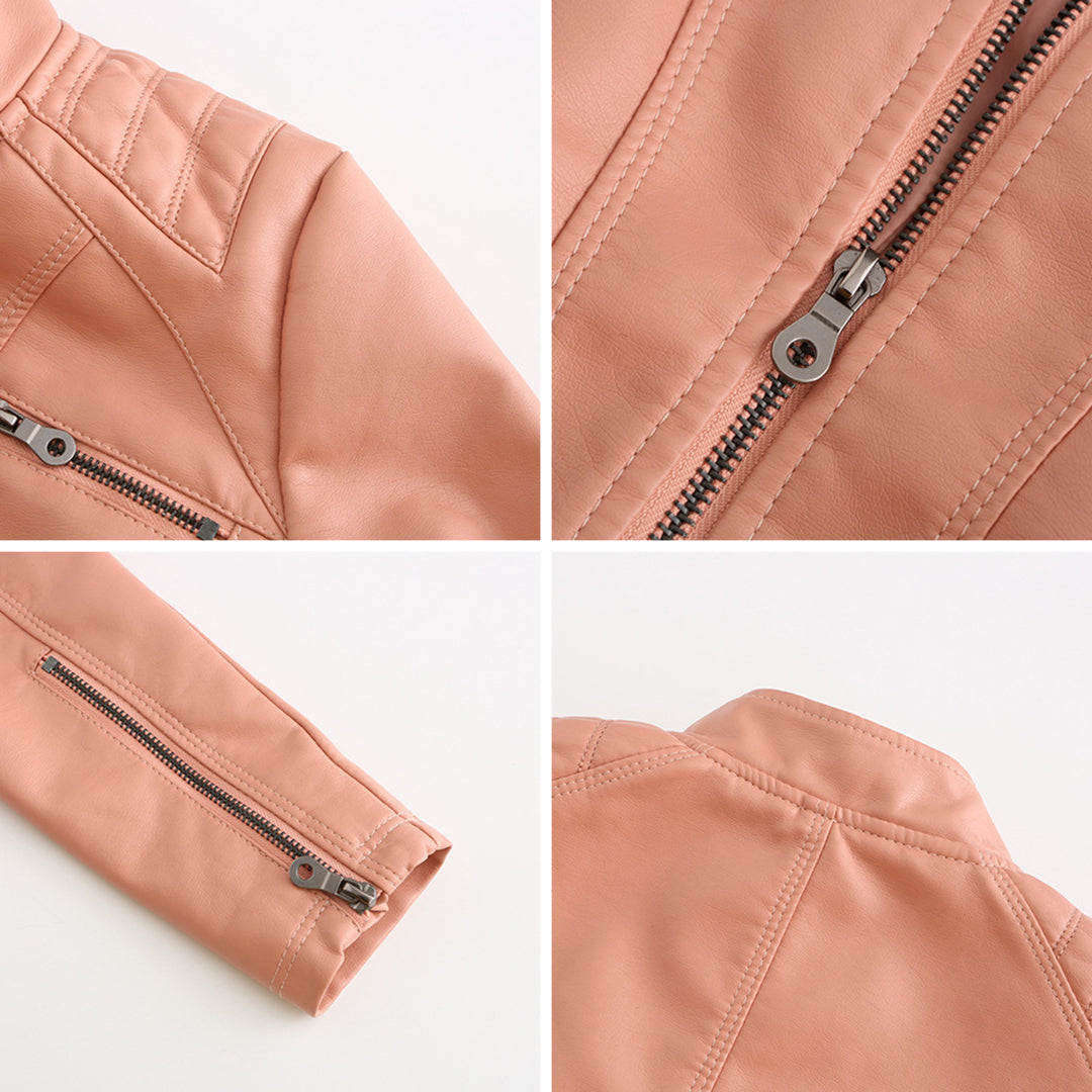 Elegante taillierte Damen Lederjacke für den Frühling – stilvolle Bikerjacke