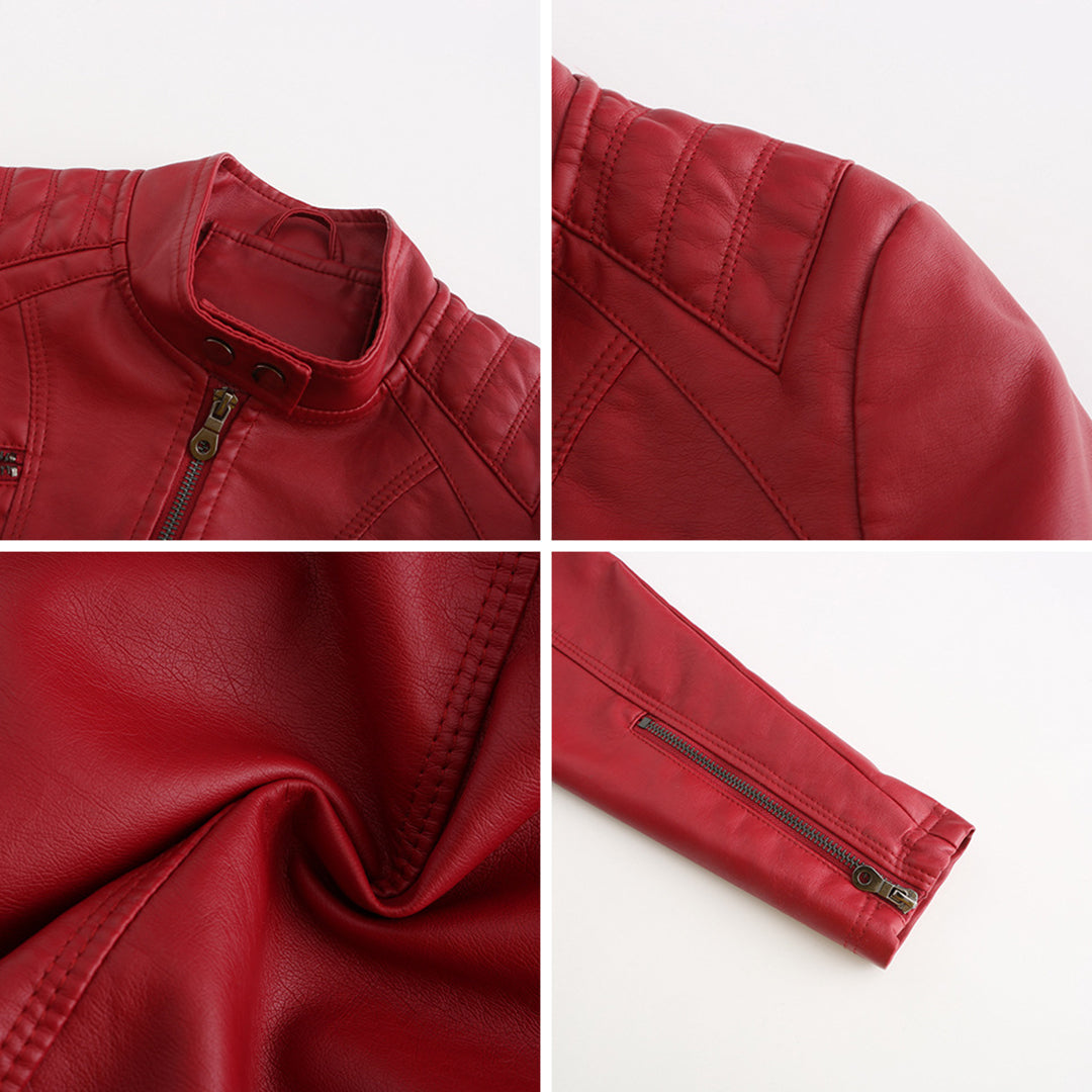 Elegante taillierte Damen Lederjacke für den Frühling – stilvolle Bikerjacke