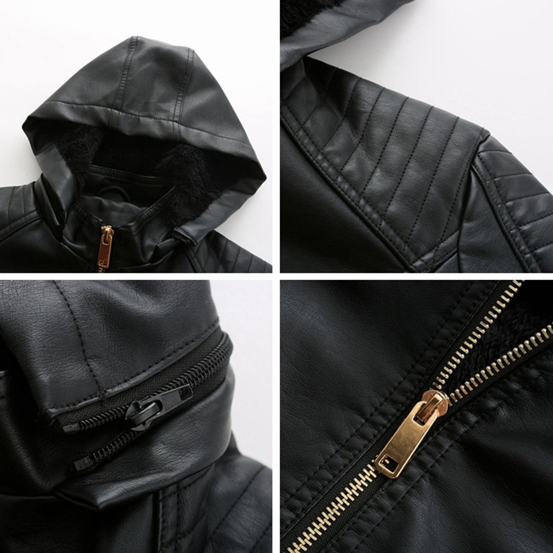 Frühlings Damen Lederjacke mit Kapuze – Figurbetonte, leichte Freizeitjacke